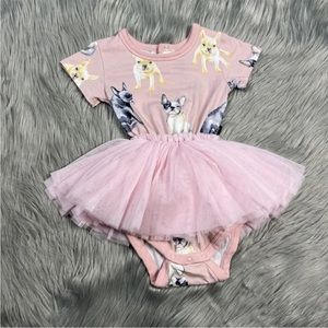 Rock Your Baby Pink Bulldog Tutu One Piece Size 6-12 Months